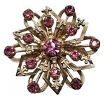 Vintage Rhinestone Brooch Pink With Fleur-de-lis Accents