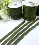 Khaki Green lingerie elastic trim bra strap picot lace underwear knickers 10mm