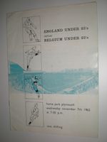 ENGLAND U23 v BELGIUM U23, 7th NOVEMBER 1962, @ PLYMOUTH, ONE TEAM CHANGE IN INK