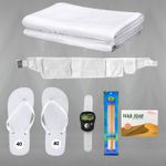 Hajj Umrah 6 Pcs Set Kit Towel Cotton Ihram Belt Soap Miswak Tasbih Slipper S-40