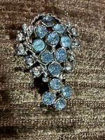 Vintage Blue Rhinestone In A Cluster pattern Brooch Pin