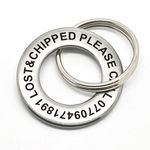 Personalised Dog ID Tag Pet Disc Steel Washer Free Laser Engraved Ring Tags