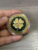 Lucky Four Leaf Clover Painted Coin 4cm Round Metal Souvenir Challenge Coin