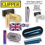 PERSONALISED ENGRAVED METAL CLIPPER LIGHTER - BLACK BLUE GOLD Christmas Gift