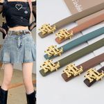 New RL letter buckle 2.3cm wide true leather women's belts 21 Colour casual belt