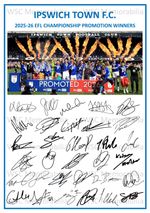 12592. 2025-26 Ipswich Town Signed Team Photo Sheet (PRINTED AUTOGRAPH - A4)