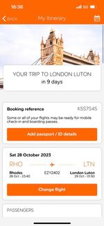 Easyjet end of halfterm ticket Rhodes-Luton for October 28th, 2 adults 2 kids
