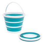 LIVIVO Collapsible Bucket 10L Foldable Silicone Bucket Turquoise Camping Cleanin