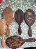 Four Antique Hand Mirrors And 1 Brush