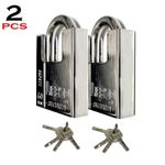 2X HEAVY DUTY PADLOCK ARMOURED WAREHOUSE SECURITY LOCK OUTDOOR SHED 4 KEYS 50MM