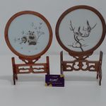 Bundle 2x of Chinese Silk Embroidery Rosewood Glass Frame