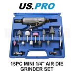 US PRO 15pc MINI 1/4" AIR DIE GRINDER SET 8419