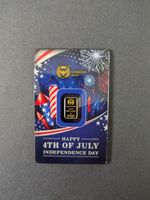 Germania Mint 1 Gram 9999 Fine Gold 4th July Independence Day Bar In Assay Card