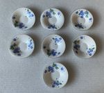 7 Colclough Art Deco Saucers Blue & White Flowers Gilt Edging 5.5inch diameter 