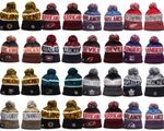 Unisex Adults Hockey Cuffed Knit Hat Fleece lined With Pom 24B