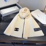 CHANEL 24B Ivory Knit Scarf 100% Cashmere Soft Warm Luxury Wrap