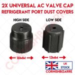 2x CAR AC VALVE CAP REFRIGERANT PORT DUST COVERS HIGH 16MM / LOW 13MM - UK STOCK