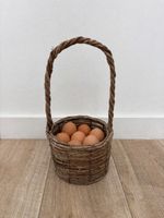 Rustic Wicker Egg Basket With Handle Small Storage Farmhouse Decor Prop