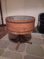 Wine Cooler, Wooden, Antique Brass Bound Zinc Liner, Please See Pics For Size 