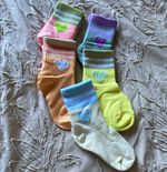 Girls Breathable Striped Heart Crew Socks 5 Pairs One Size Multicolour 3-5 years