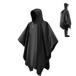CHGANG Waterproof Poncho Adult, Reusable Rain One Size, Black 