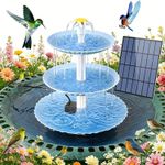 Garden Decor Bird Drinks Standing Birdbath Feeding Bowl Solar Fountain Bowl UK