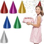 24 Pcs Party Hats, Sparkling Triangle Birthday Paper Cone Hat Colorful Metallic