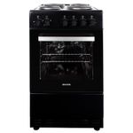 electriQ 50cm Electric Cooker with Single Oven and Solid Hotplate - Black