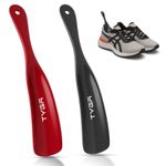 TYGA Shoe Horns, Snap-Proof, Flexible Strong Plastic (19cm) (2pk) (Black, Red)