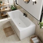 Modern Bathroom Double Ended 1800 x 800mm Straight Curved Bath Acrylic White