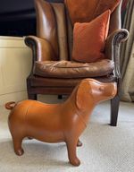 Vintage Style Handmade Genuine Leather Dog Footstool / Stool - 52cm Long