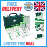 HSE Compliant First Aid Kit - Fully Stocked for 1-10 Persons, Portable Green Box