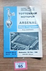 Tottenham v Arsenal, 1968. Signed by Jimmy Greaves (RefR95)