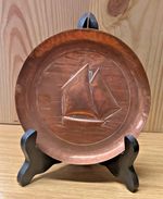 Antique Newlyn Copper Original Pin Tray Cornish Lugger 12 cms Dia (21)