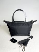 Mini Tote Bag in Black Color Genuine Leather Handle Nylon Messenger Bags Handbag