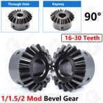 1/1.5/2 Mod Bevel Gear 16-30 Teeth Transmission Gears Bevel Teeth 90° 45# Steel