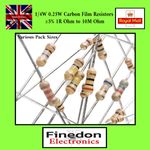 1/4W 0.25W Carbon Film Resistor ±5% 1R Ohm to 10M Ohm Resistors UK Seller