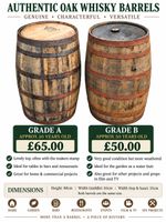 RECLAIMED USED RUSTIC WHISKEY SCOTCH WHISKY OAK CASK WOODEN BARREL Grade A & B