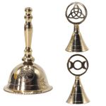 Solid Brass Altar Bells Engraved Symbols Made in India Golden Collectables