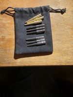 Cribbage Pegs. 9 Solid Metal Pegs In Three Colours In Drawstring Velvet Pouch.