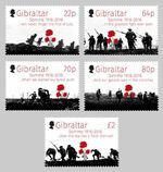 WWI Battle of the Somme Anniversary MNH FV £4.36 Stamp Set (2016 Gibraltar)