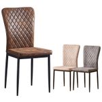 4/6X Faux Suede Dining Chairs High Back Padded Seat Chair Dining Room Kitchen