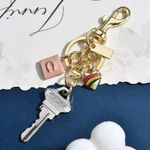 Coach Key Cluster Bag Charm Keychain Gold Pink White Multi CP891 NWT