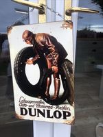 Dunlop Tyres Pictorial Advertising Tin Sign Not Enamel 17.5 Inches X 11.5 Inches