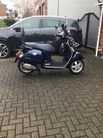 Vespa 300GTS ie Metallic Blue with blue leather quilted Seat & back rest 2015