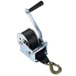Manual Hand Winch Webbing Strap Hook 800lbs Trailer Hoist 5m 50mm Silver Black