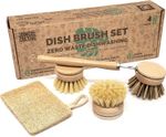 JUNGLE CULTURE Premium Washing up Brushes & Loofah Scourer • Eco Dish Brush Set