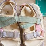 H&M Unisex Baby Sandals UK 4 Hook & Loop Adjustable Straps Beige Pink