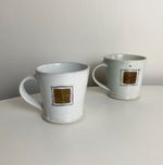 2 x Hand Made [ Organic Mismatched Stoneware Coffee Mugs ] Glaze Studio Pottery