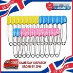 24 LARGE NAPPY PINS PACK OF DIAPER SAFETY TERRY NAPPIES BABY CHANGE FASTENERS